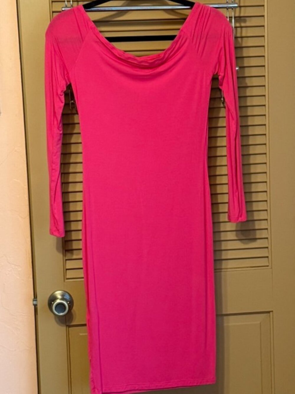 Pink Wide Boat Neck Stretch Dress M